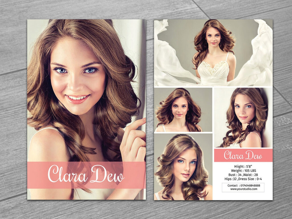Modeling Comp Card Template Fashion Model Card Microsoft Etsy