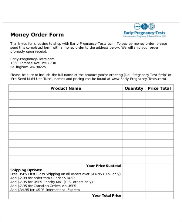 Money Order Forms 8 Free Word PDF Format Download Free Premium