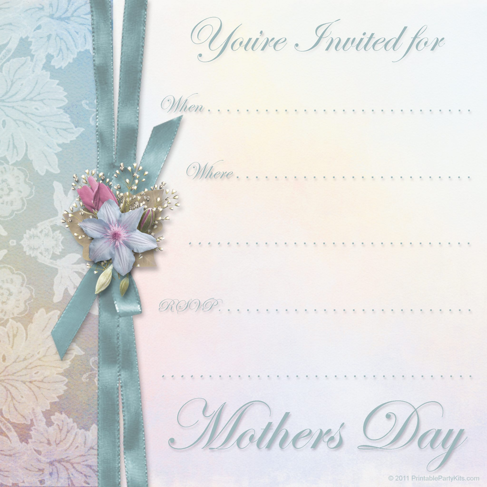 Mothers Day Invitation Template Printable Party Kits