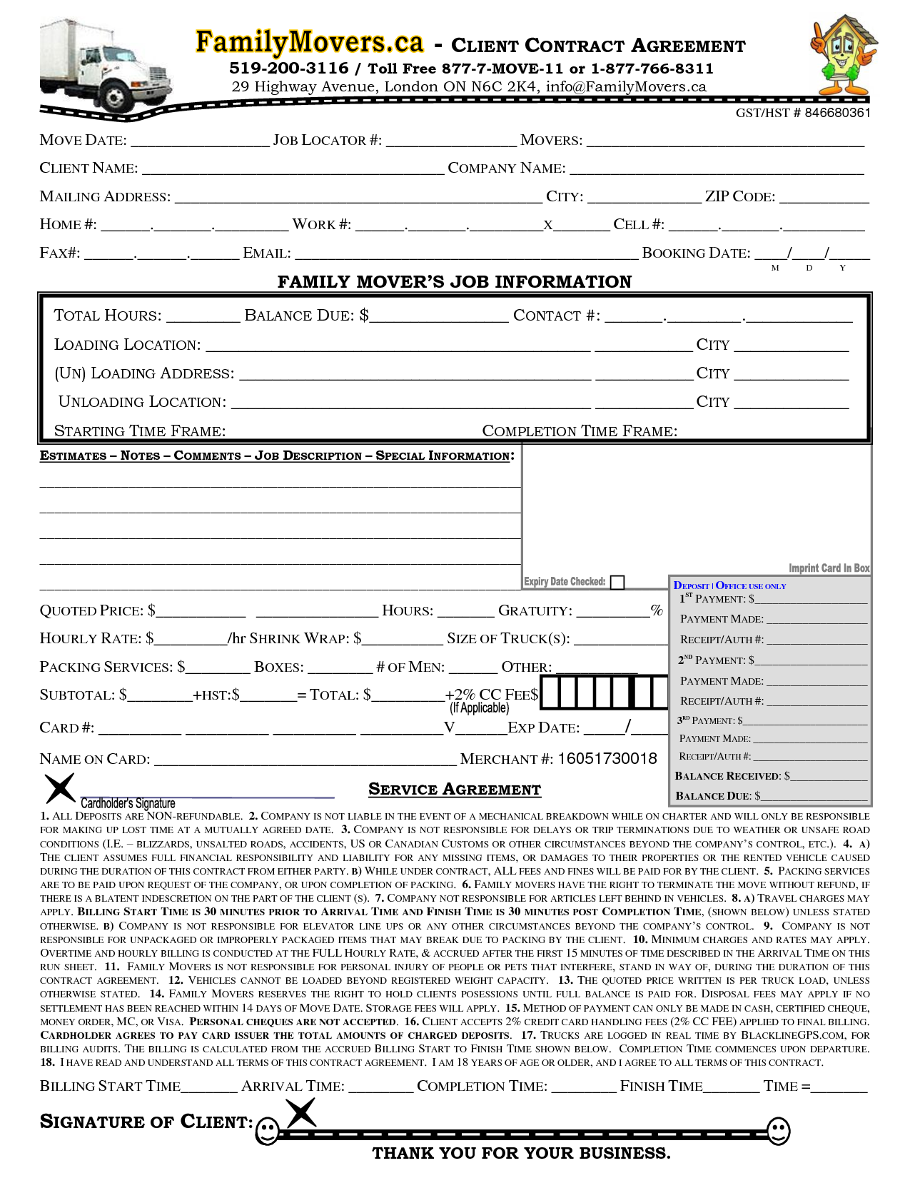 Moving Contract Free Printable Documents