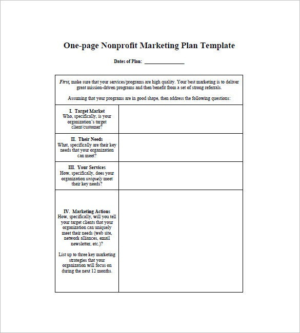 One Page Marketing Plan Template 16 Free Sample Example Format