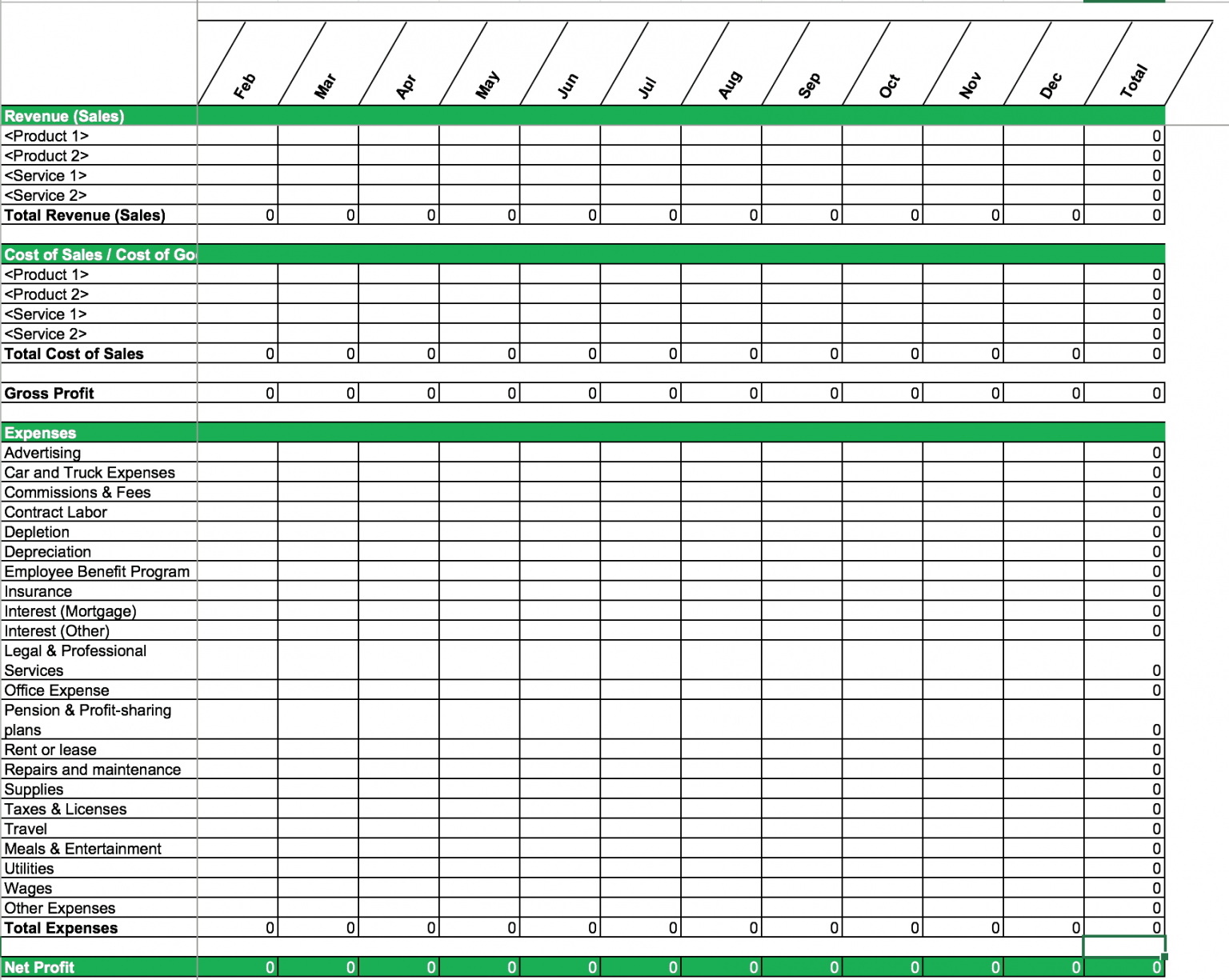 P l Sheet Template Excel Templates