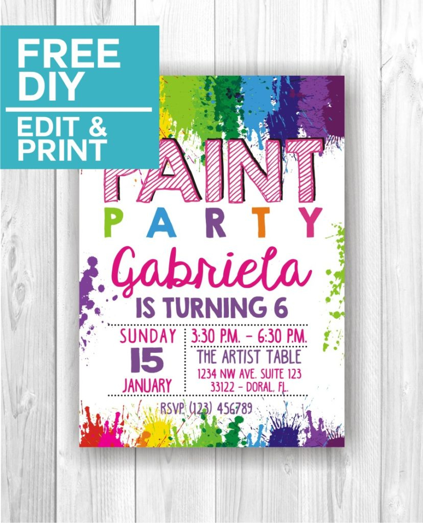 Paint Party Invitations Cute Party Printables