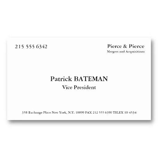 Patrick BATEMAN Business Cards Business Card Template American