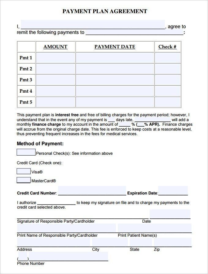 Payment Plan Agreement Template 12 Free Word PDF Documents Download