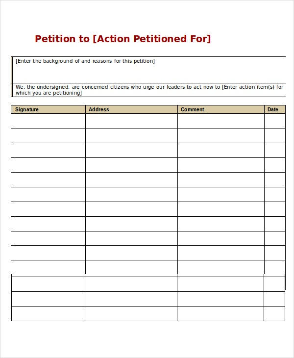 Petition Template 11 Free Word PDF Documents Download Free