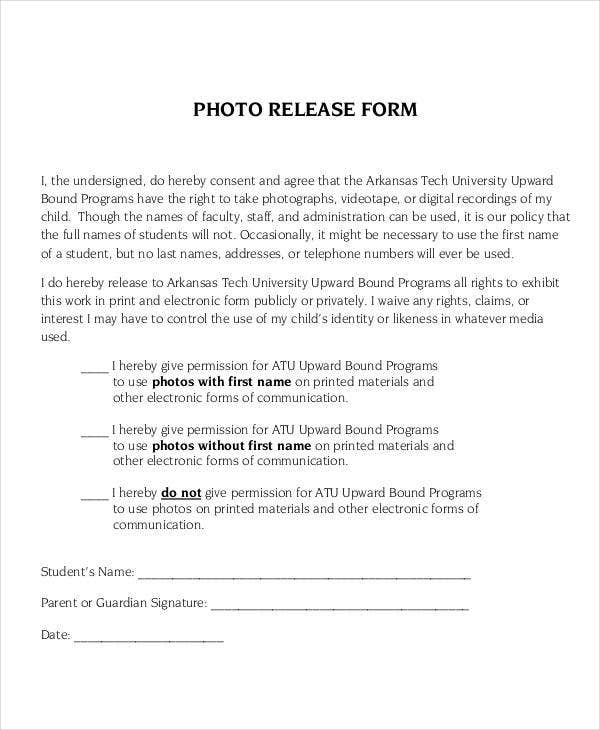 Photo Release Form Template 9 Free PDF Documents Download