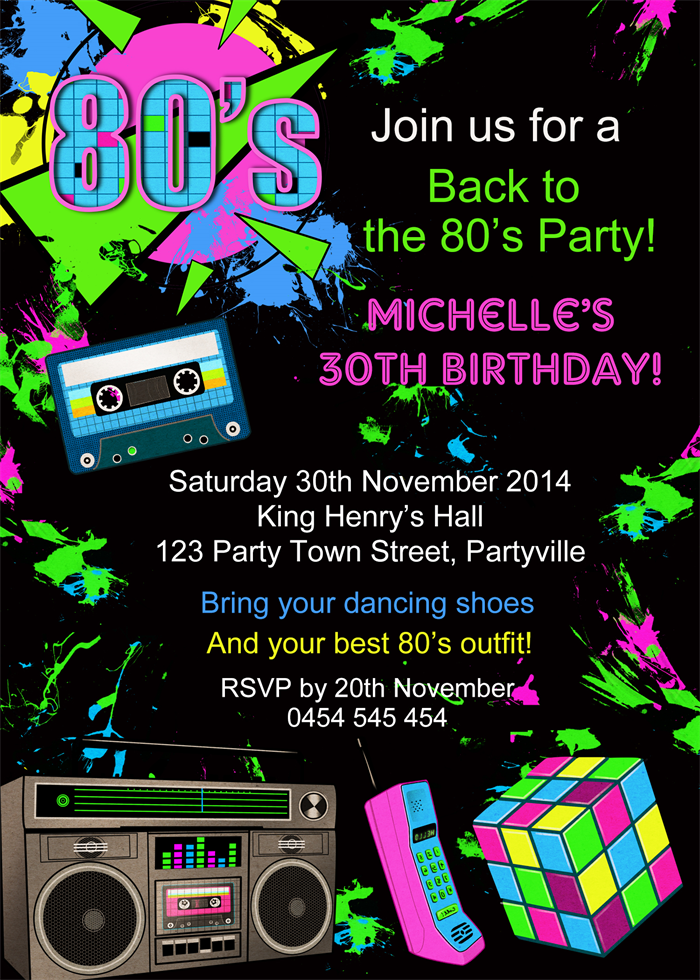 Pin On 80s Party Invites