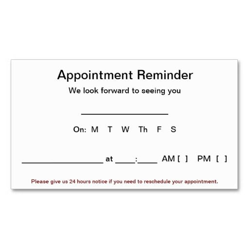 Pin On Appointment Reminder Business Cards