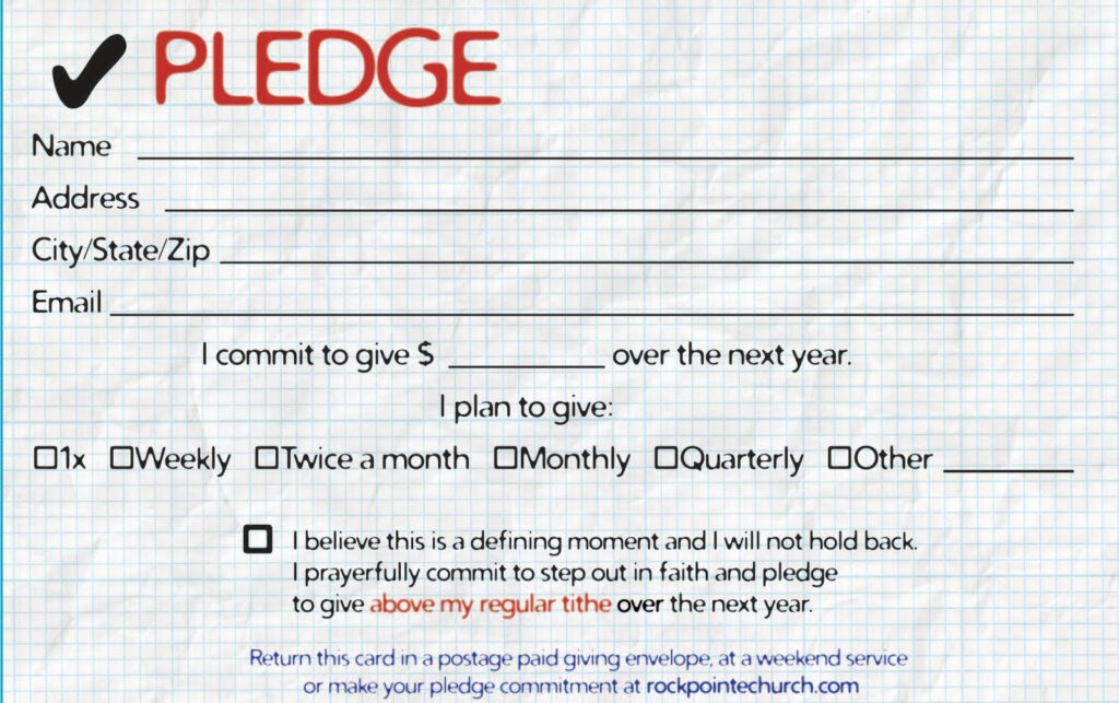 Pledge Cards For Churches Pledge Card Templates Card Templates Free