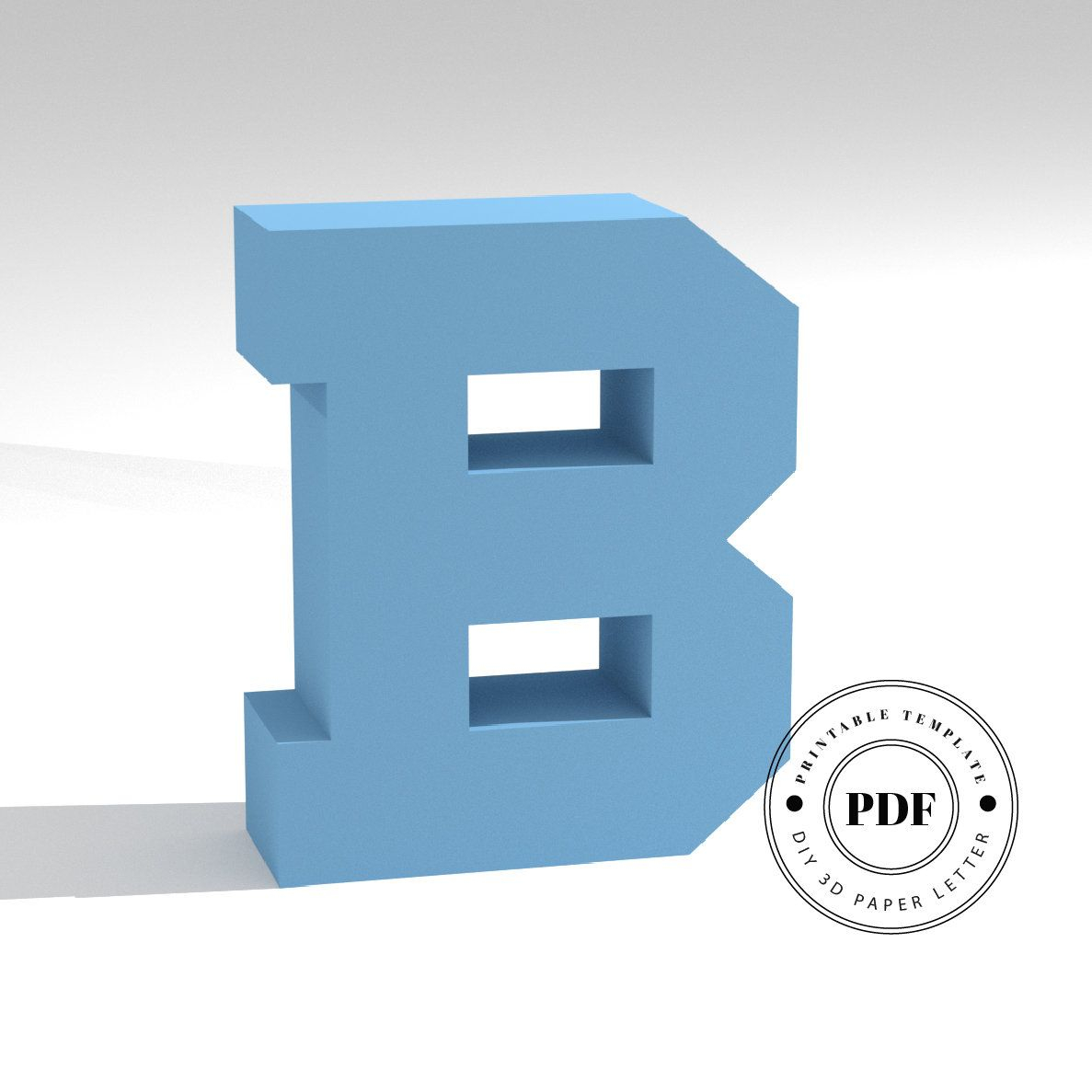 Printable DIY Template PDF Letter B Low Poly Paper Model Template 