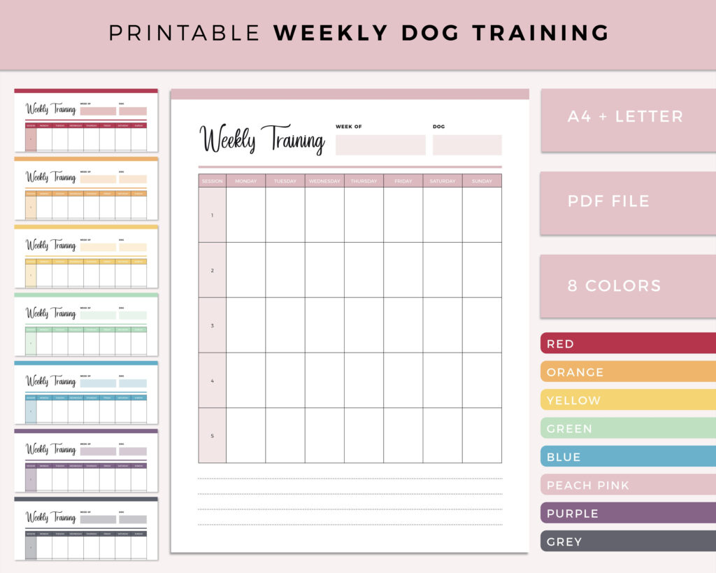 Printable Dog Training Schedule Puppy Training Planner Etsy