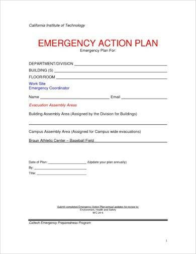 Printable Emergency Action Plan 26 Examples Format Pdf Examples