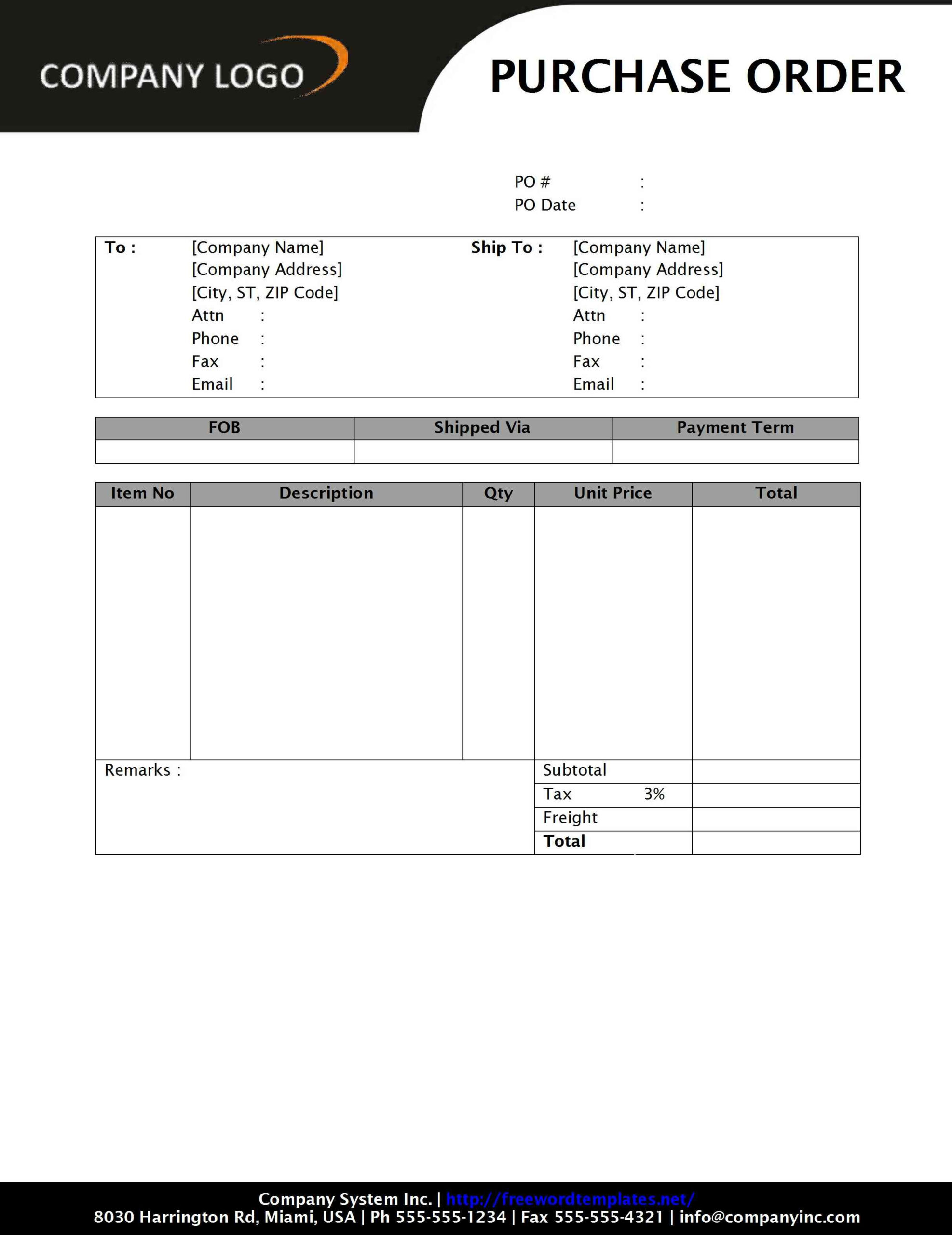 Purchase Order Archives Freewordtemplates