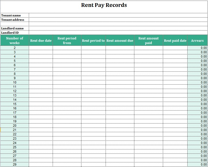 Rent Payment Tracker Spreadsheet 10 Best Documents Free Download