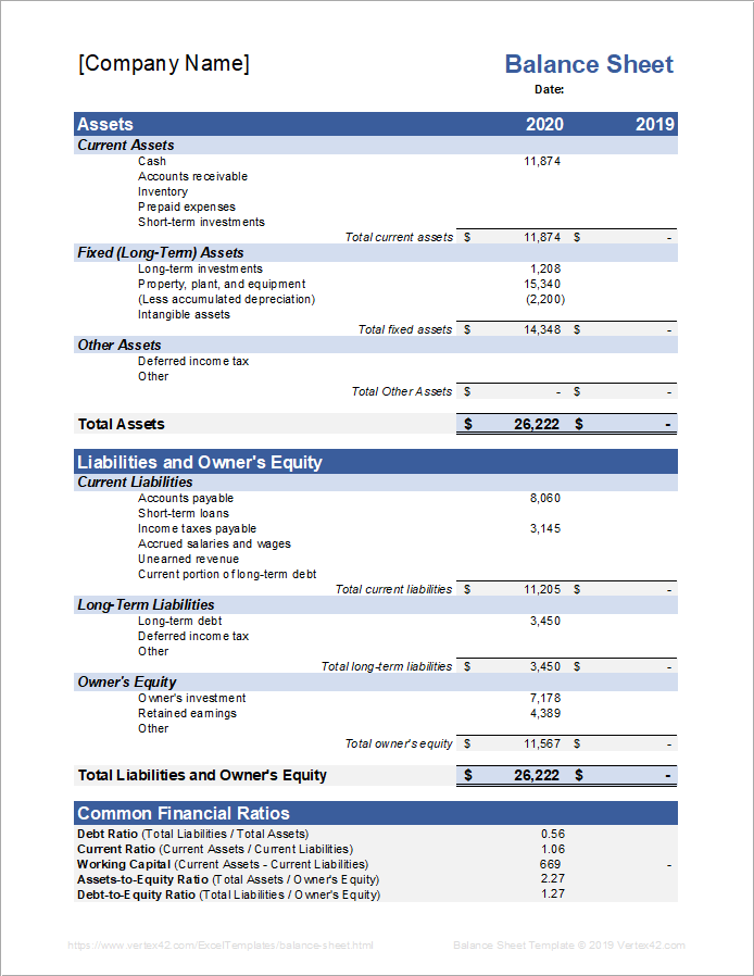 Sample Balance Sheet Template For Excel