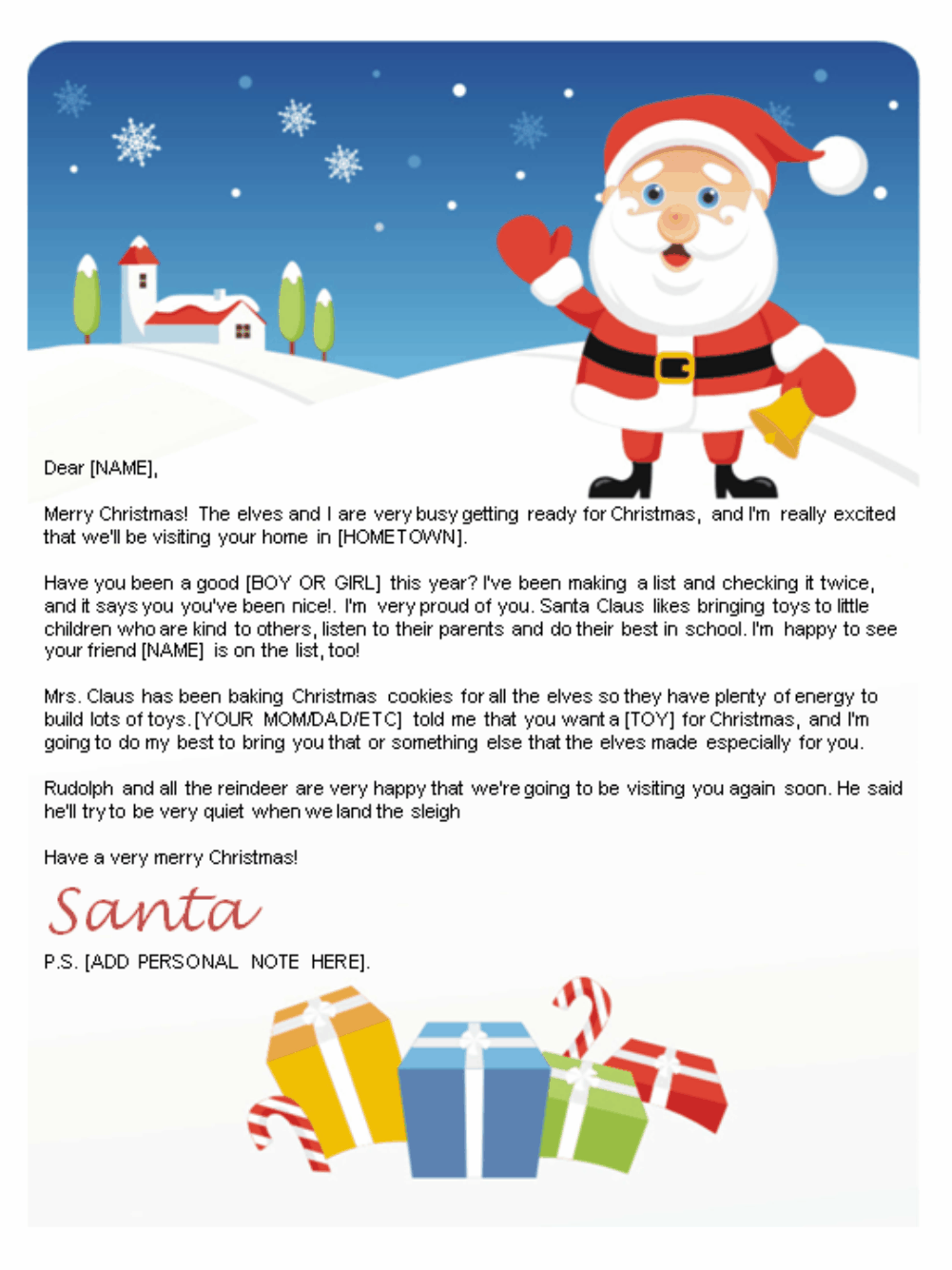 Santa Letters To Print At Home Christmas Letter Template Santa 