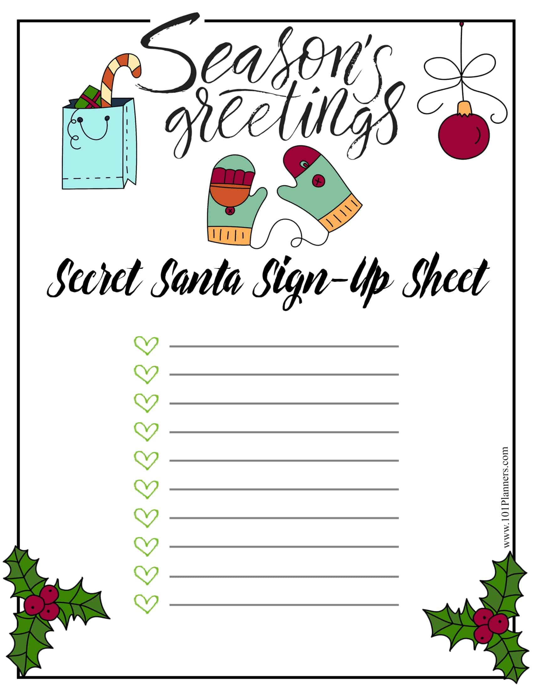 Secret Santa Template Secret Santa Questions Wish List Sign Up