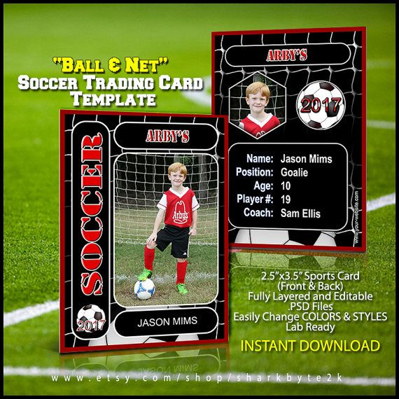 Soccer Sports Trader Card Template For Photoshop Balls And Net 2020