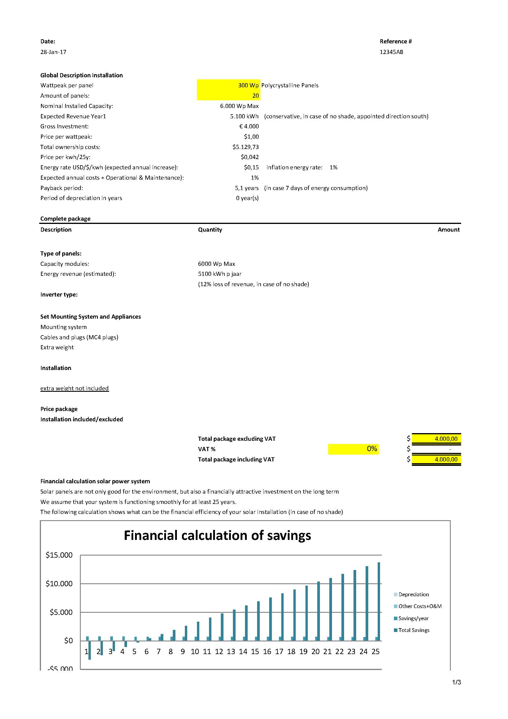 Solar Investment Plan Excel Template Templates At 