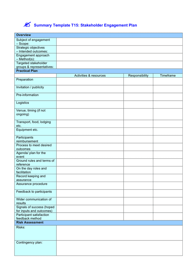 Stakeholder Engagement Plan Template In Word And Pdf Formats