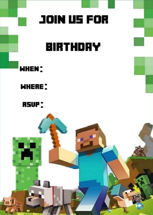 Templates For Minecraft Party Invitations Invitations Online
