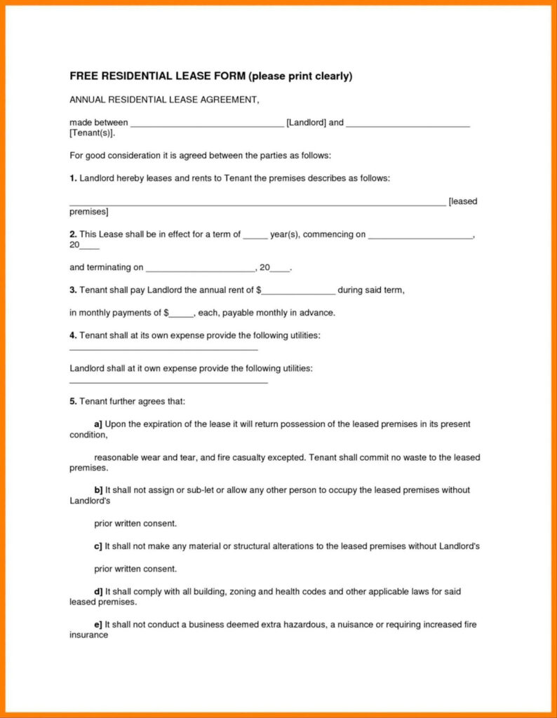 Tenancy Agreement Templates In Word Format Excel Template