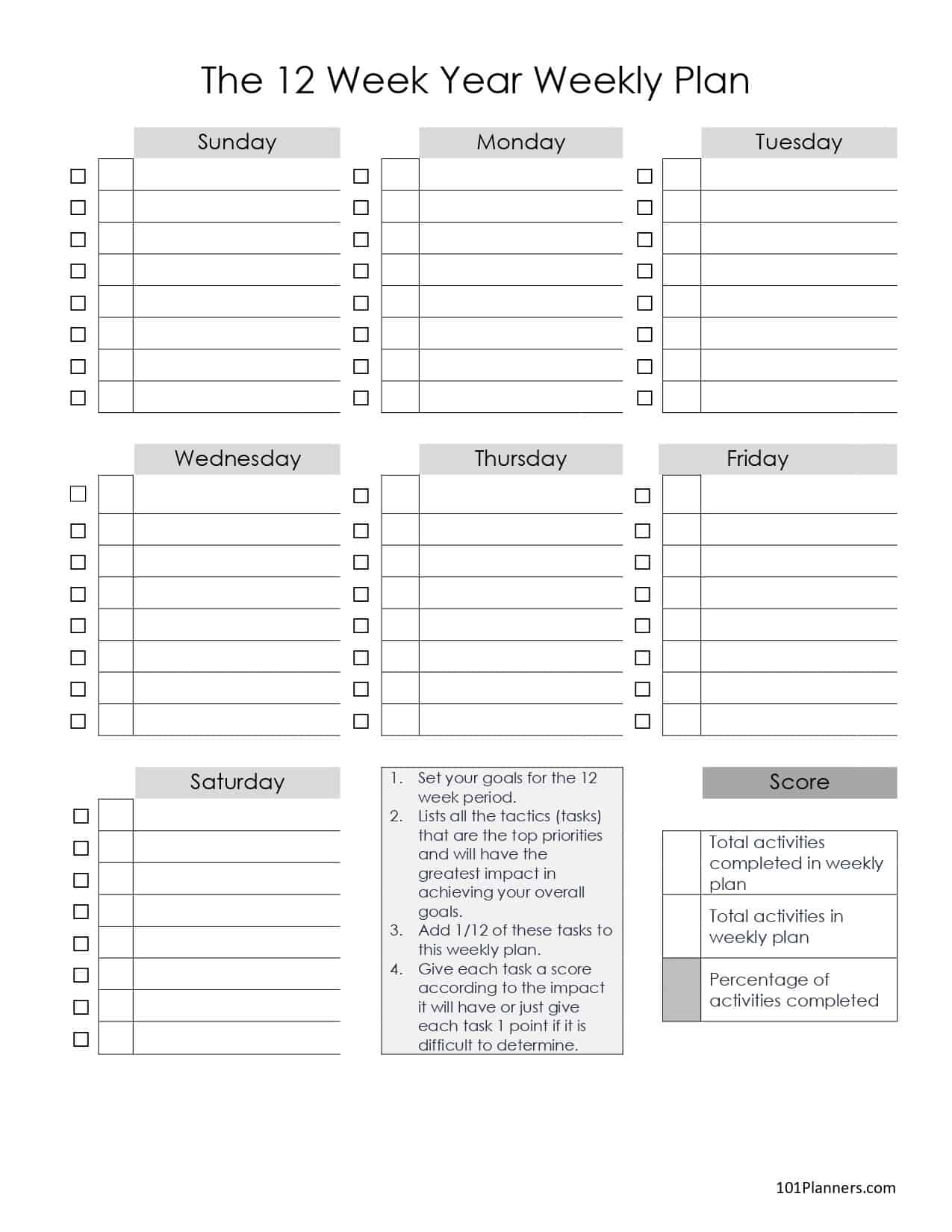 The 12 Week Year Planner And Templates FREE Download