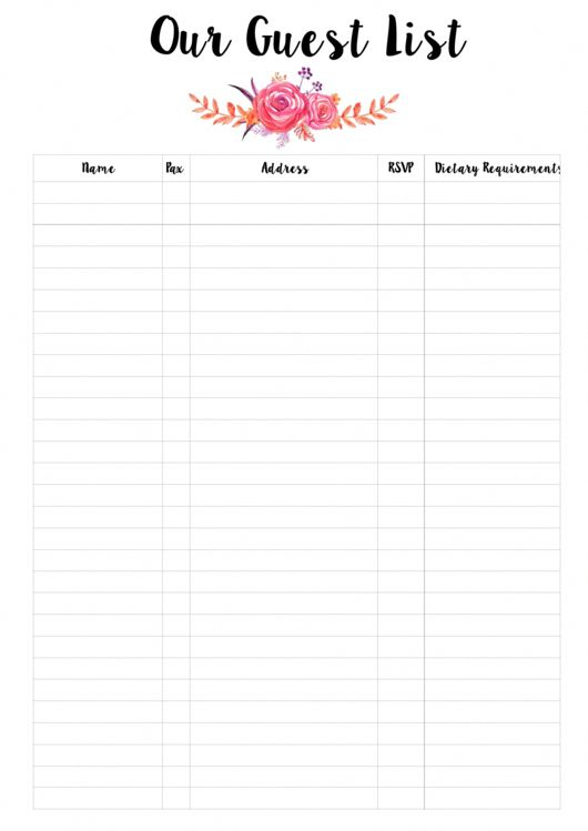 This Free Printable Wedding Guest List Templates Will Help You To Track