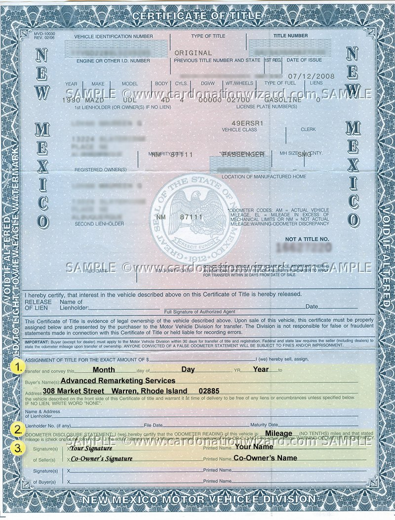 Title For Car Free Printable Documents