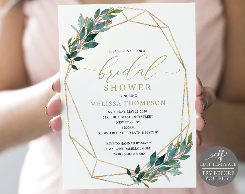 TRY BEFORE You BUY Bridal Shower Invitation Template 100 Editable