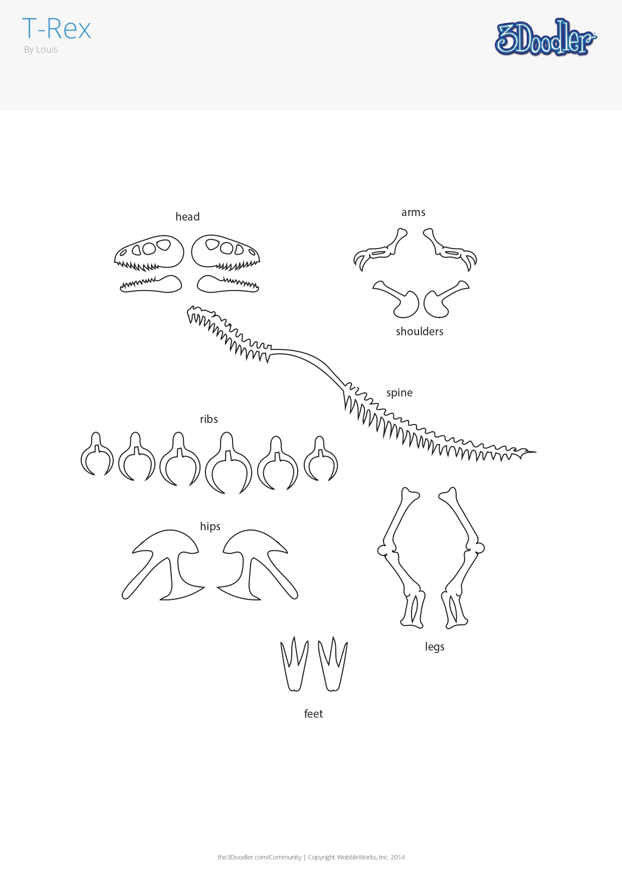 Tyrannosaurus Skeleton 3D Pen Creation Library