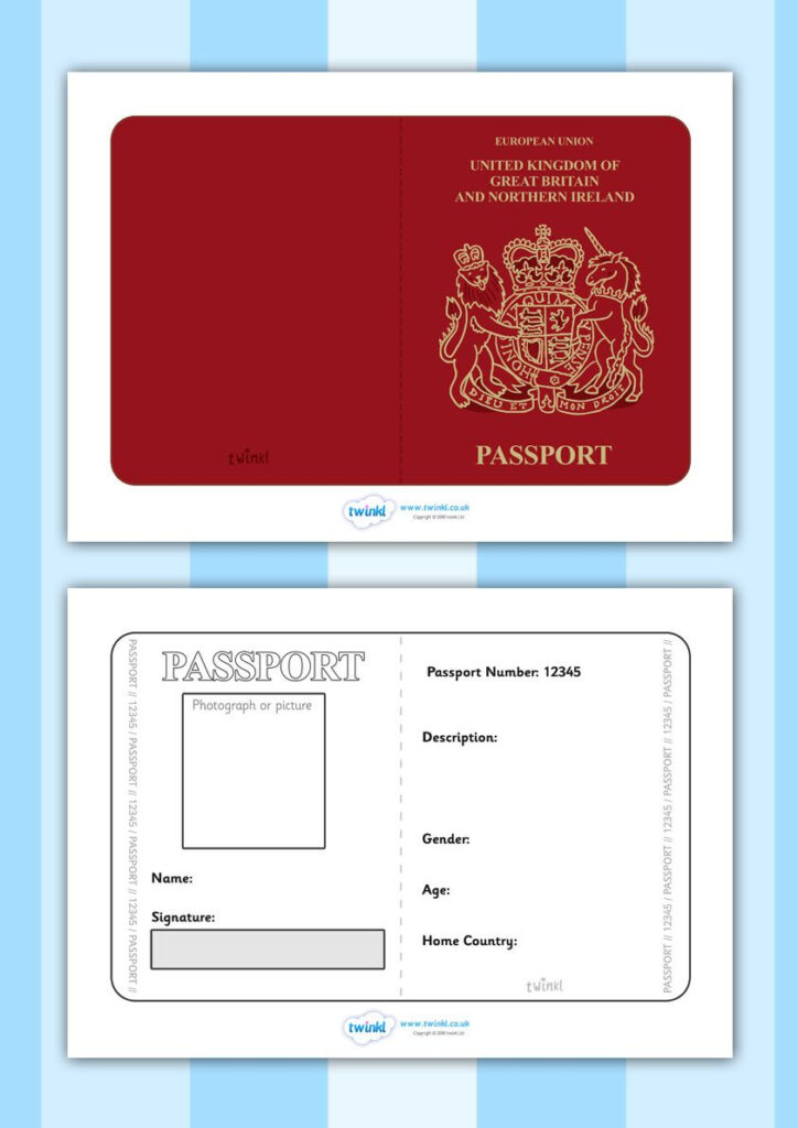 UK Passport Template Passport Template Passports For Kids British