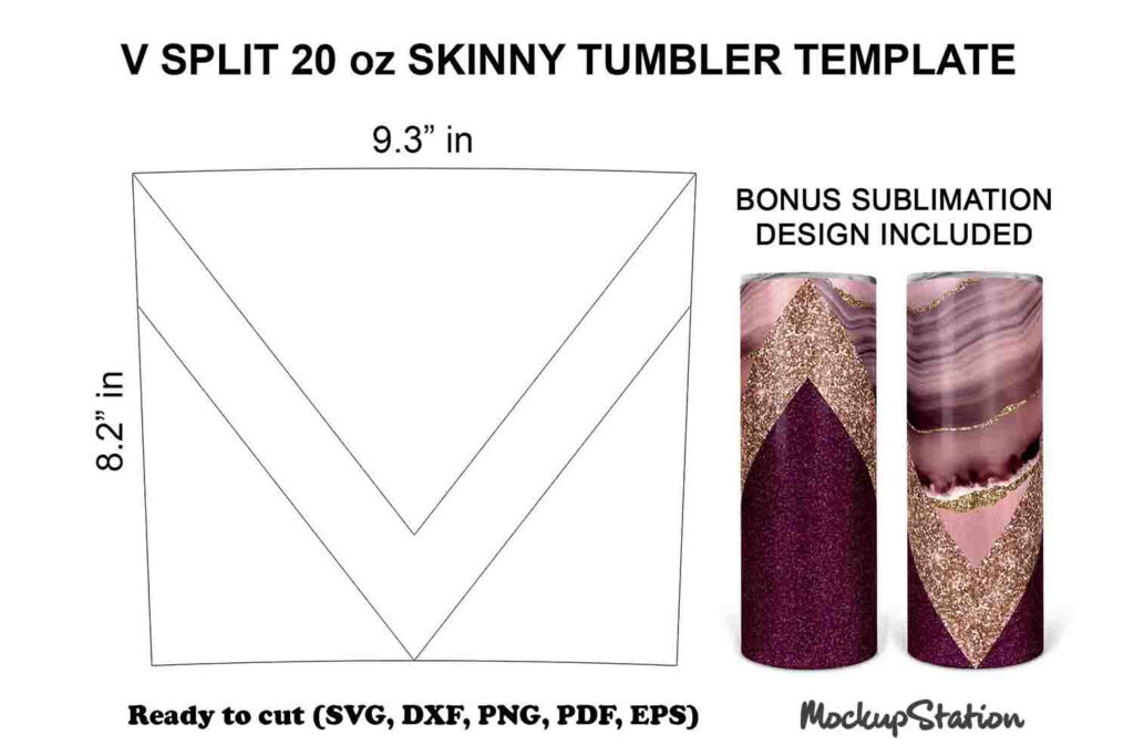 V Split Tumbler Template SVG 20oz Skinny Graphic By Mockup Station