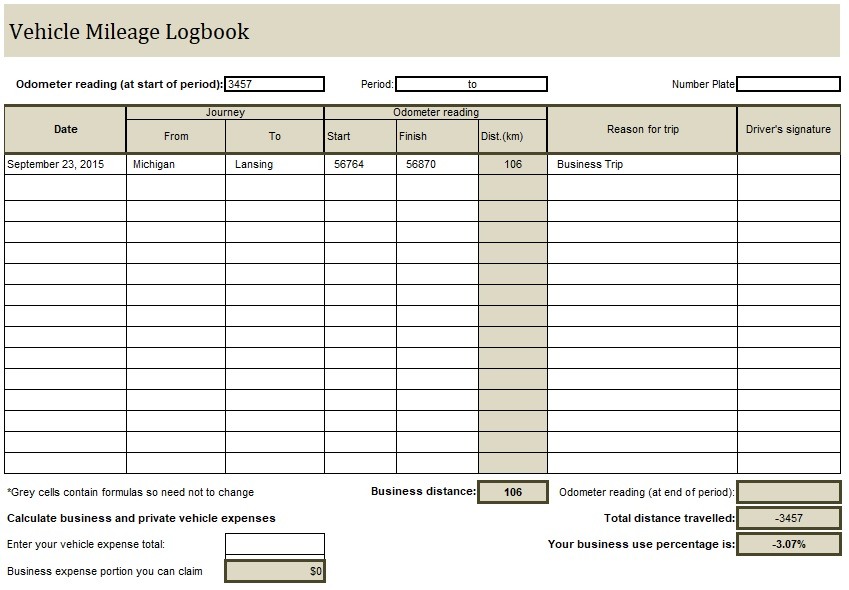 Vehicle Log Book Template Word Excel PDF Excel TMP