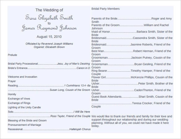 Wedding Program Template 41 Free Word PDF PSD Documents Download