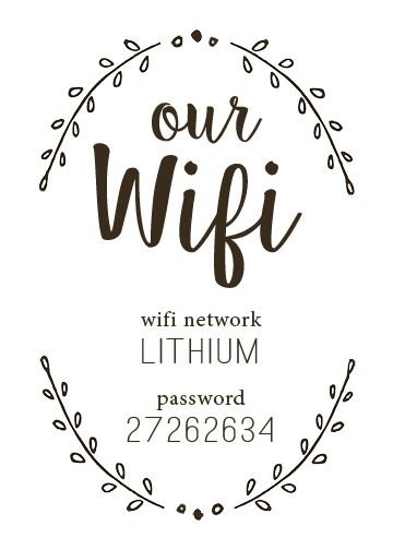 Wifi Password Sign For Red 5x7 Frame On Bedside Table Guest Room