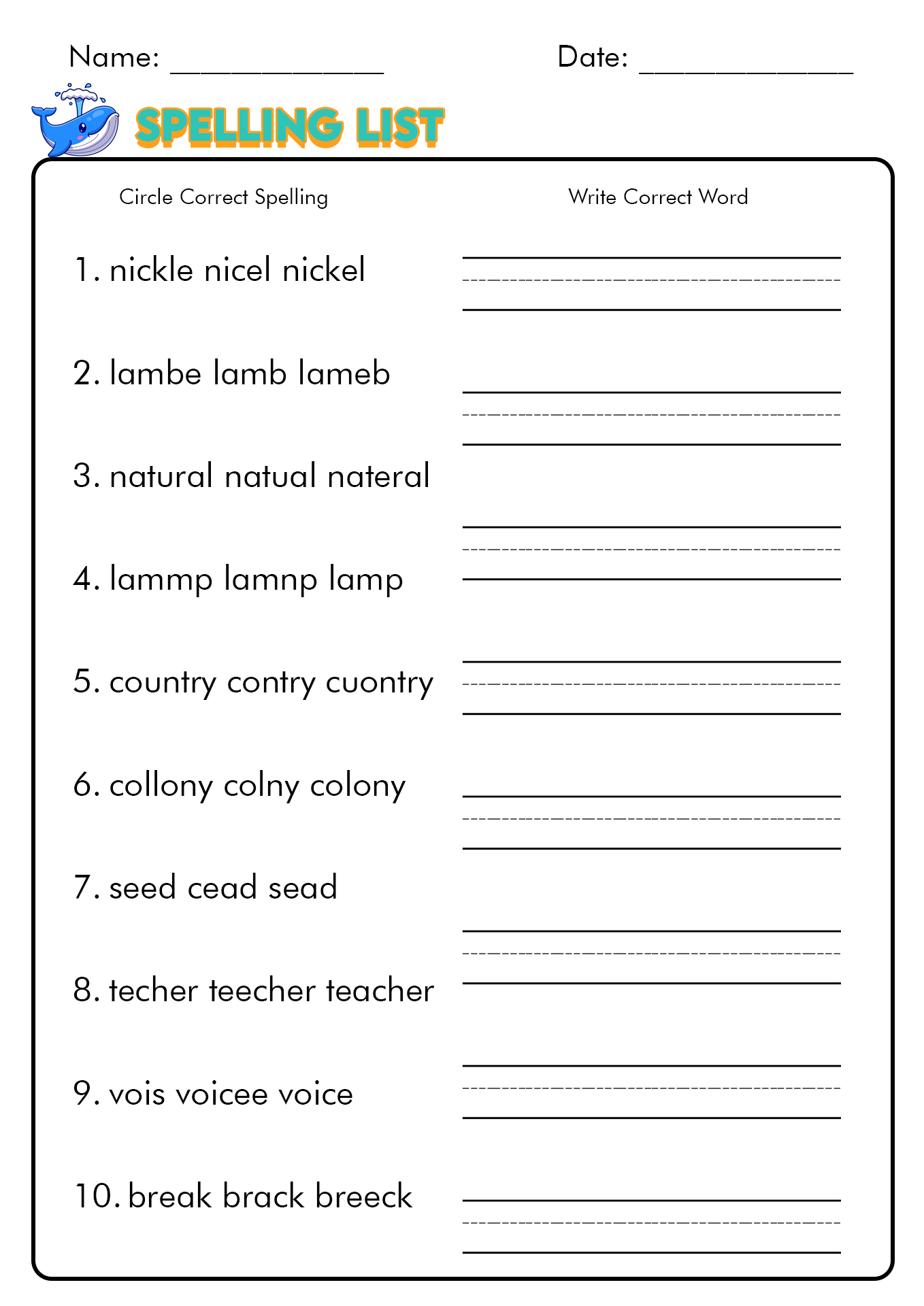 12 Free Printable Spelling Test Worksheets Worksheeto