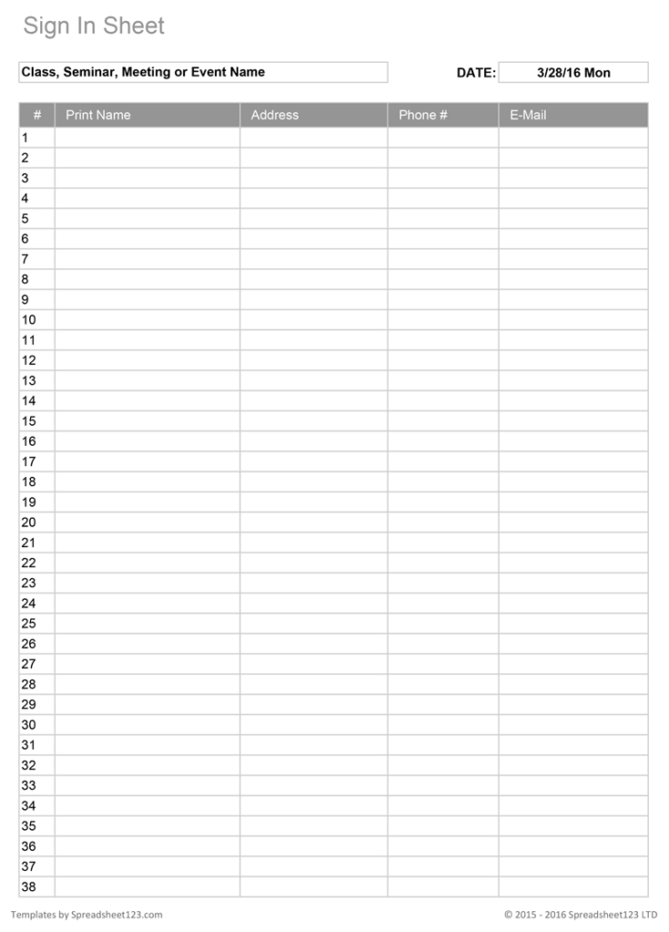 30 Sign In Sheet Template Download Open House Meeting More