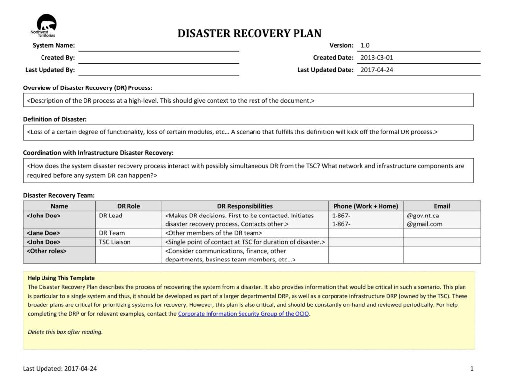 9 Sample Disaster Recovery Plan Template SampleTemplatess
