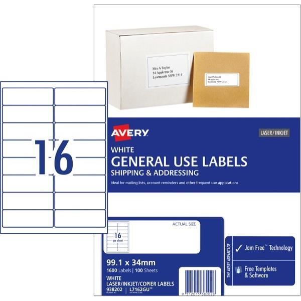 Avery General Use Labels L7162 16 Per Sheet OfficeMax NZ