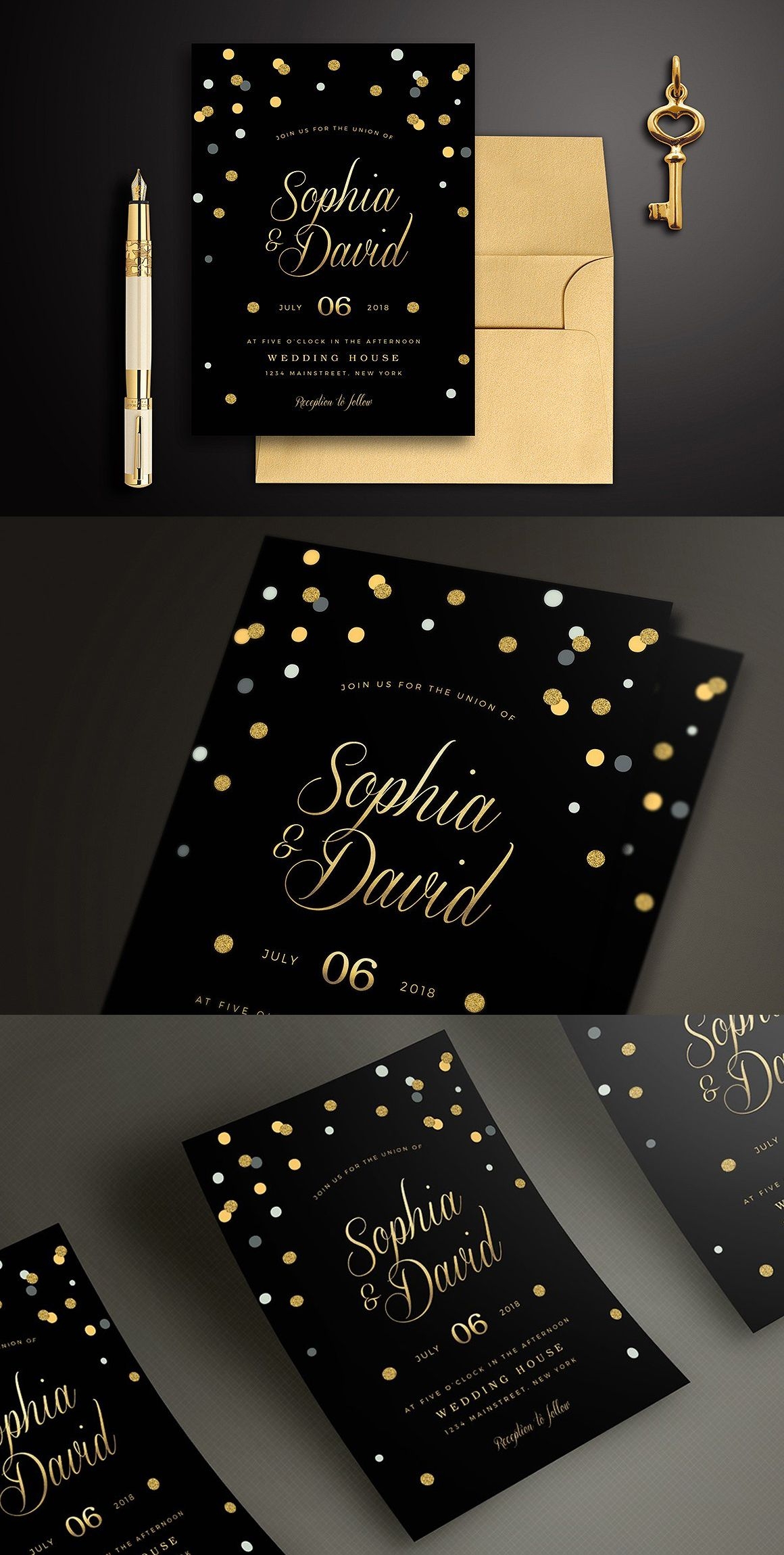 Black And Gold Invitation Template Business Template Ideas