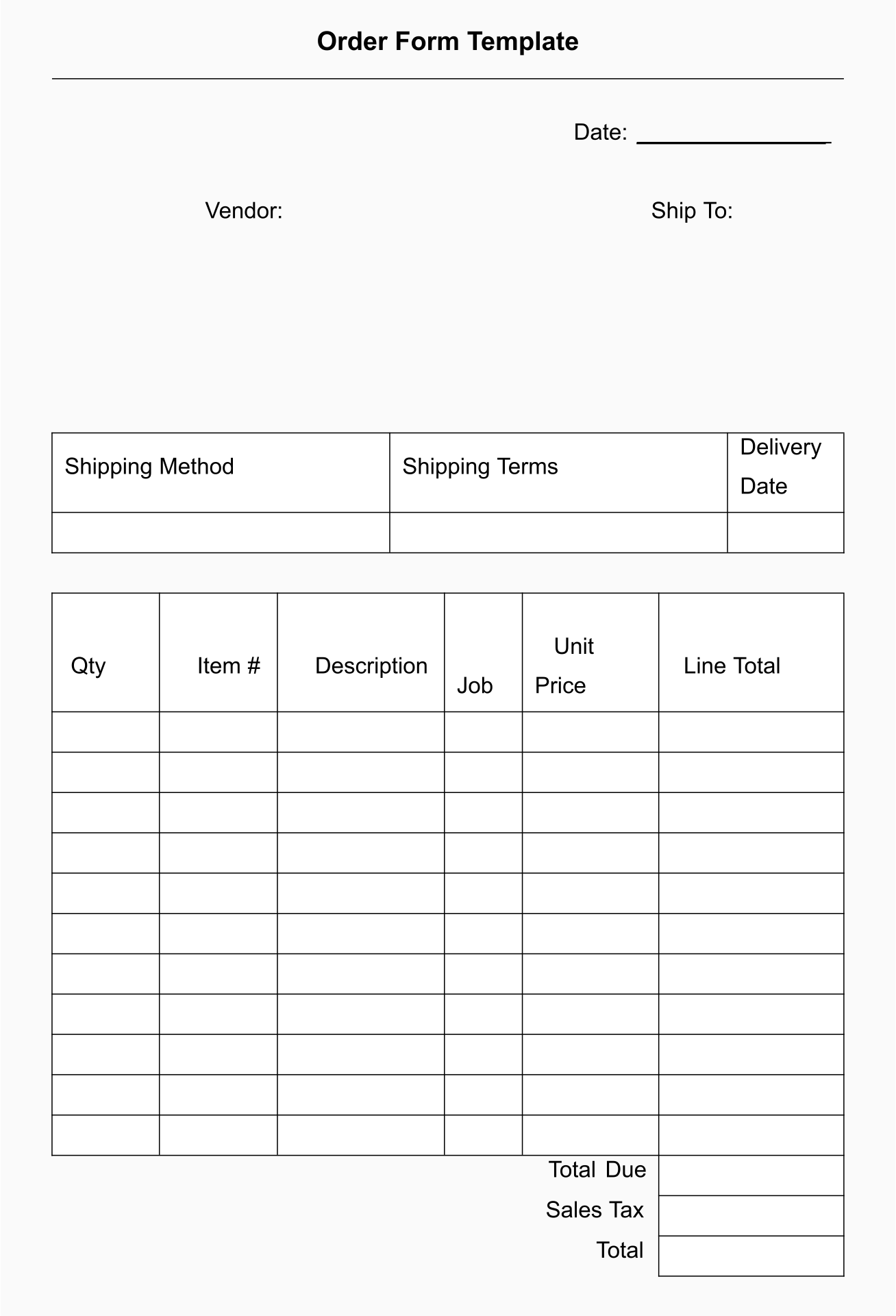 Blank Printable Work Order Forms Printable Forms Free Online