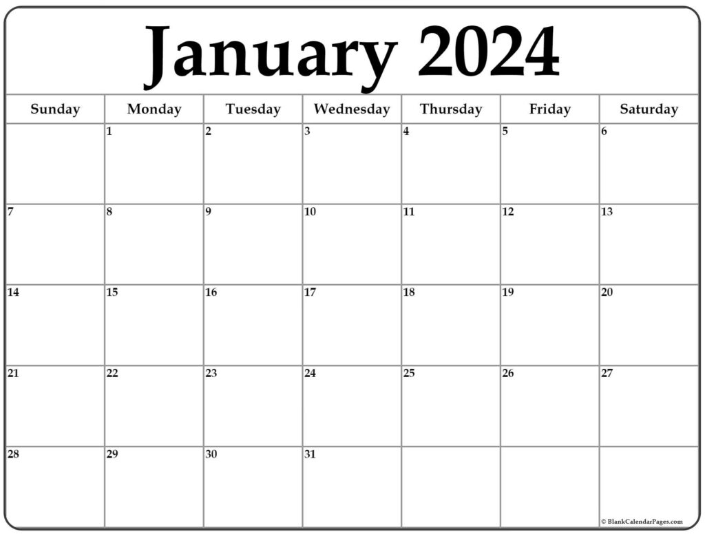 Blank Yearly 2024 Calendar Printable Free Calendar 2024 All Holidays