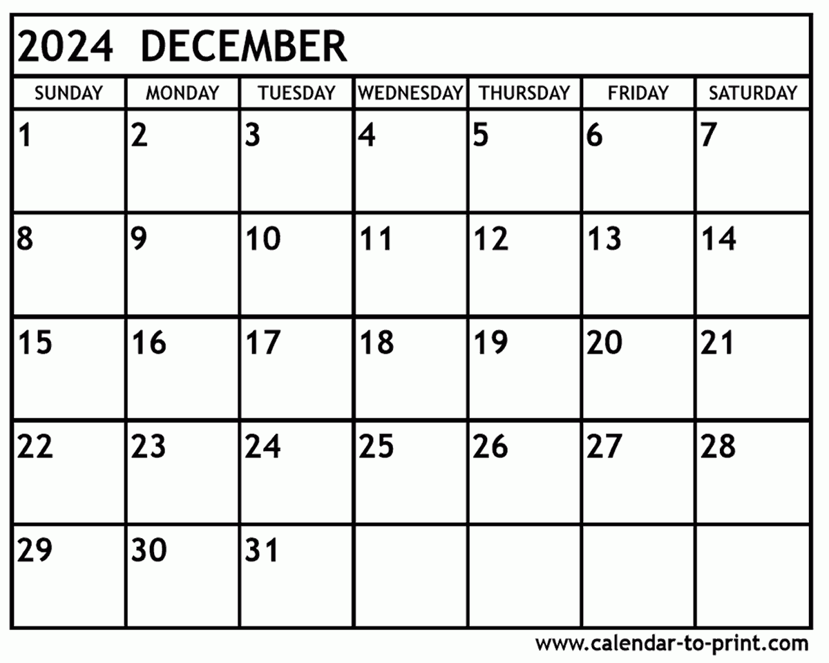 Download Printable December 2024 Calendars Gambaran