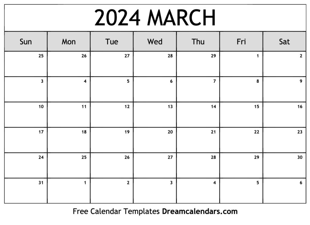 Download Printable March 2024 Calendars