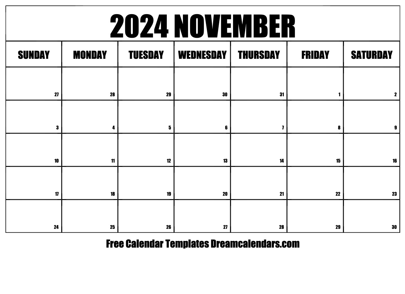 Download Printable November 2024 Calendars