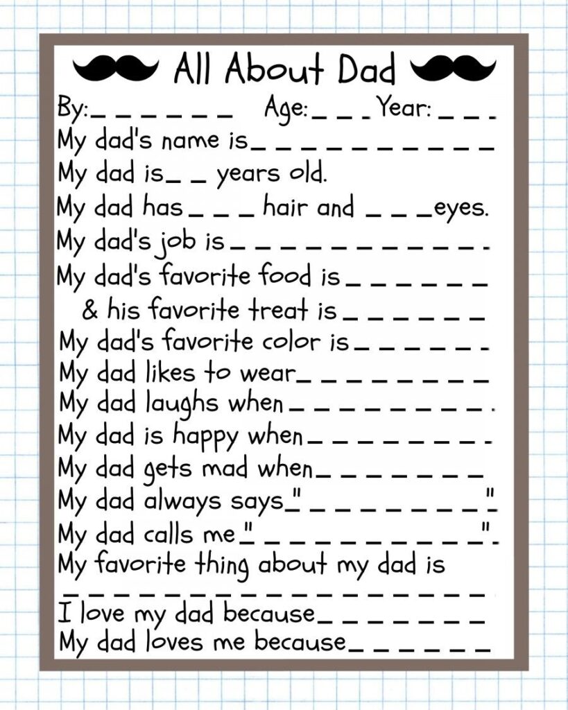 Father s Day Questionnaire Free Printable Fathers Day Questionnaire
