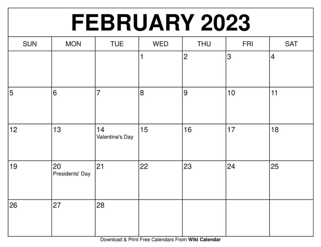 February 2023 Calendar Free Printable Printable Calendar 2023