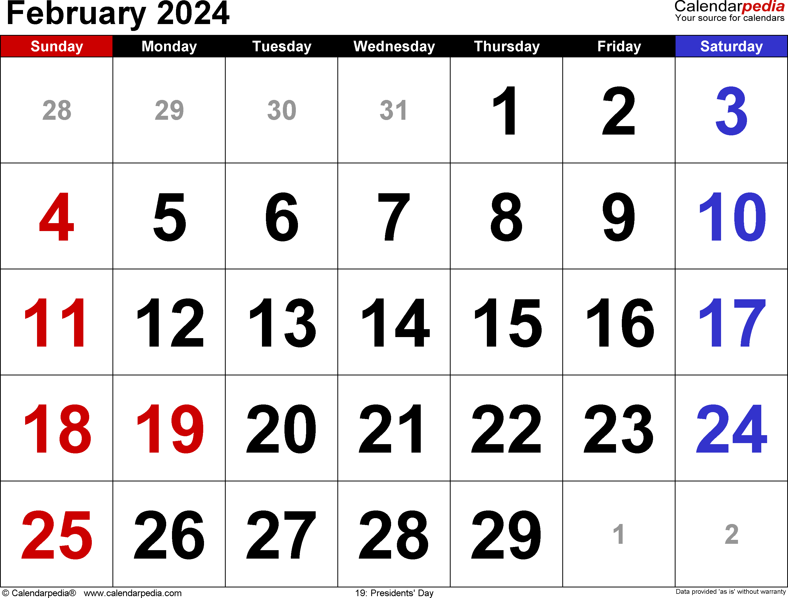 February 2024 Calendar Printable Pdf PELAJARAN